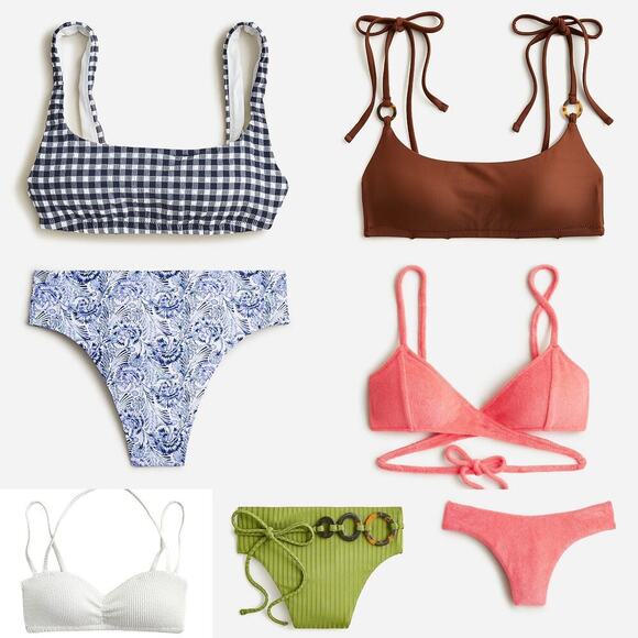 J.Crew Bikini Tops/Bottoms Bundle of 7 Assorted Styles & Colors size 2X/3X NWT - Picture 1 of 3